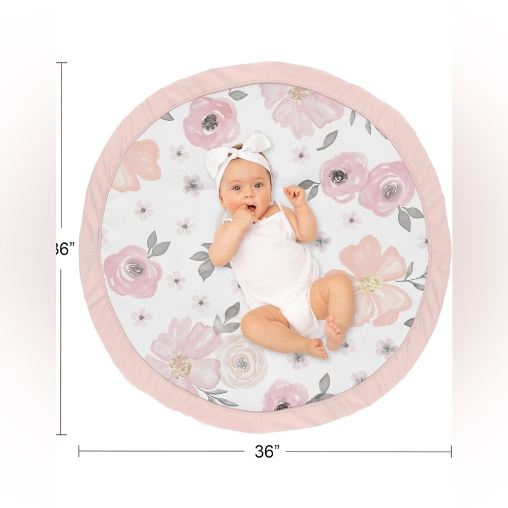 Sweet Jojo Pink Floral Play Mat, Tummy Time,